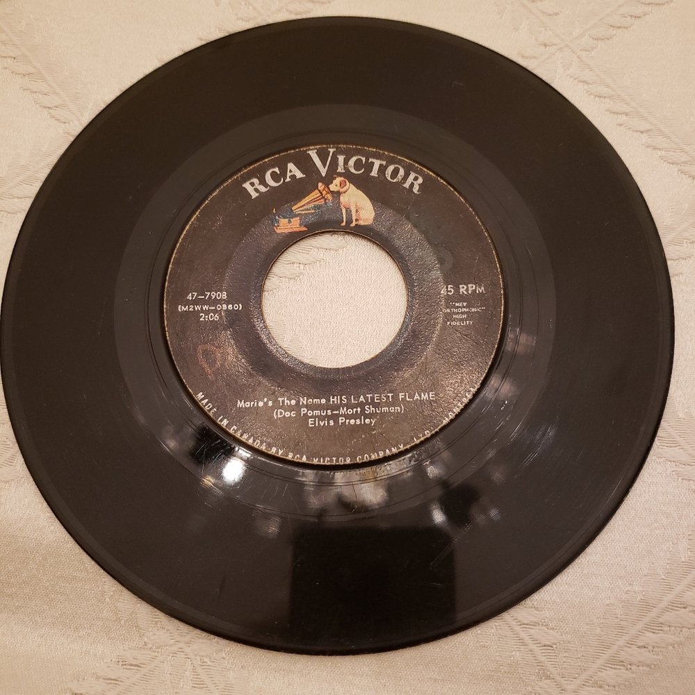 Elvis Presley 45 rpm vinyl record.